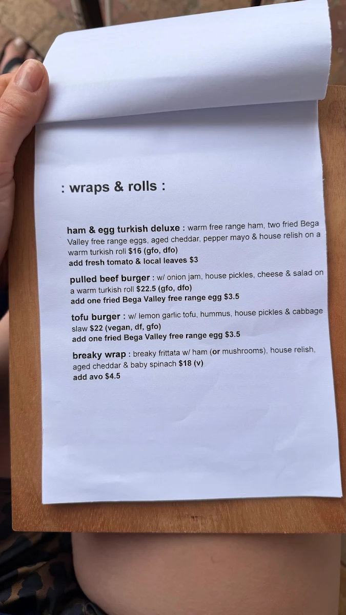Menu, Luci's
