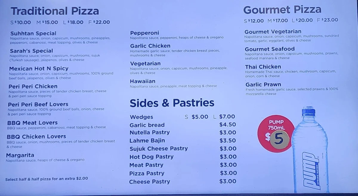 Menu, Suhhtan bakery Bankstown - Halal Manoush and Pizzas