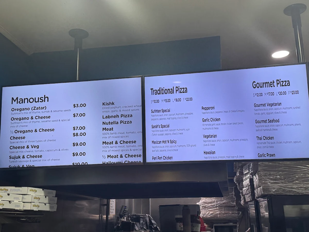 Menu, Suhhtan bakery Bankstown - Halal Manoush and Pizzas
