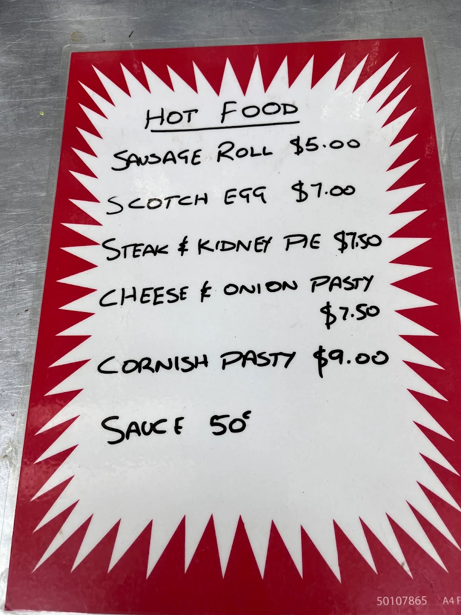 Menu, Sheena’s coffee kiosk