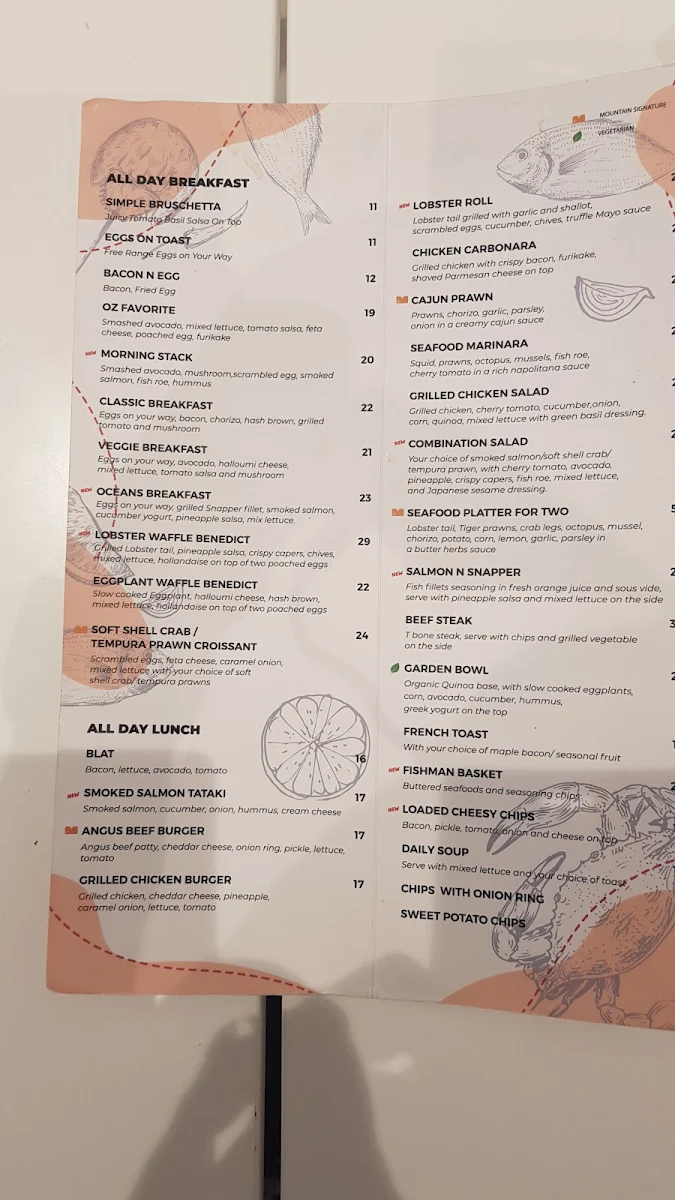 Menu, Mountain Kids Cafe