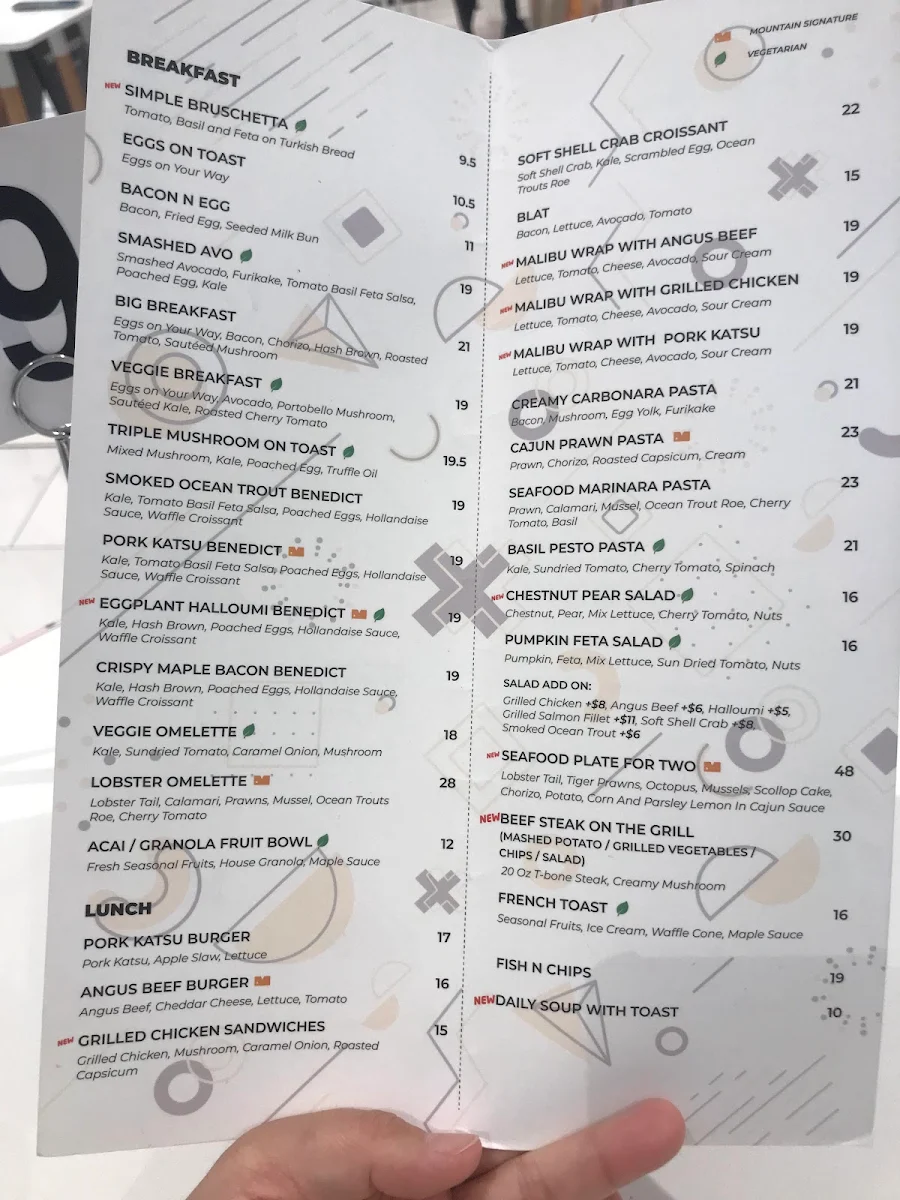 Menu, Mountain Kids Cafe