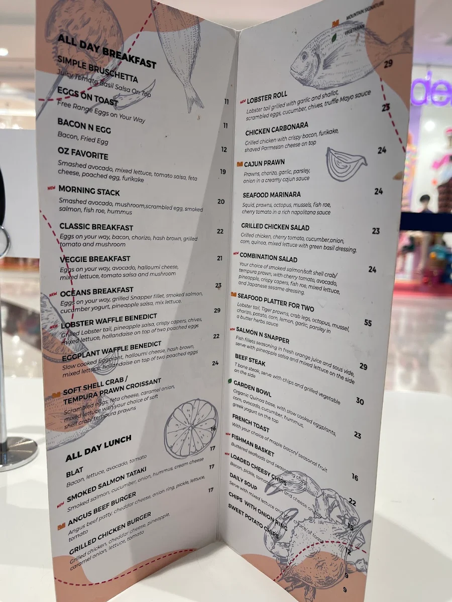 Menu, Mountain Kids Cafe