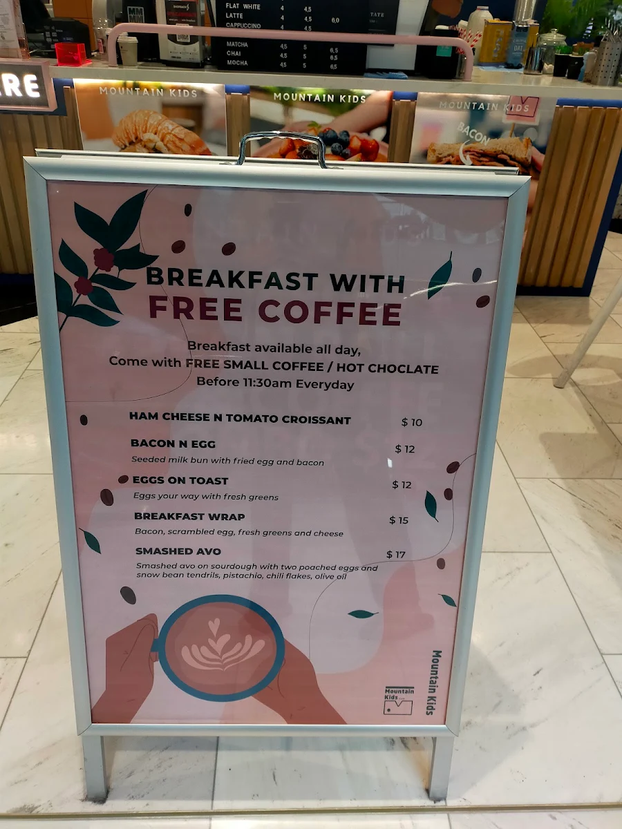 Menu, Mountain Kids Cafe