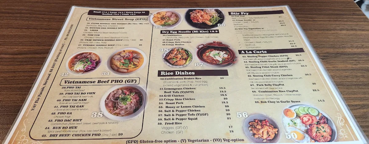 Menu, Cafe Saba - Vietnamese eats