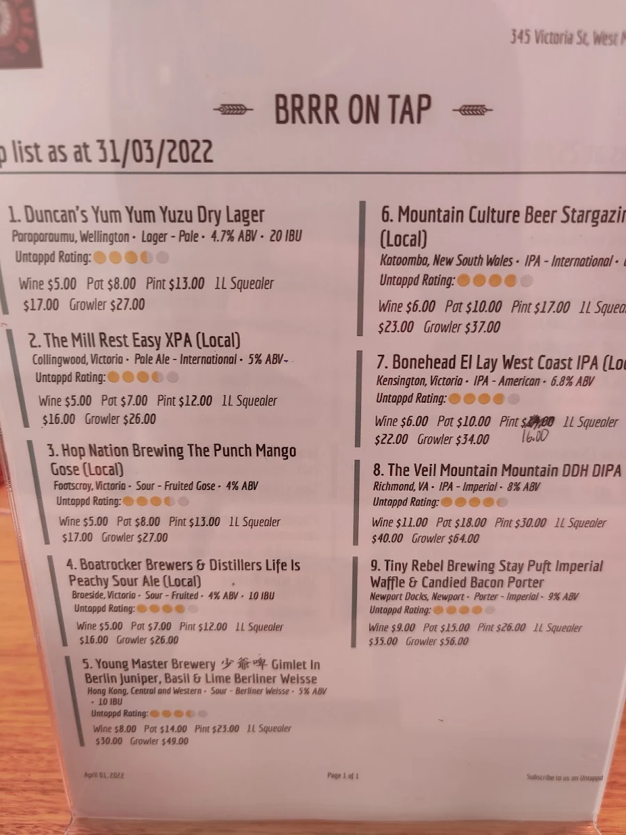 Menu, Benchwarmer