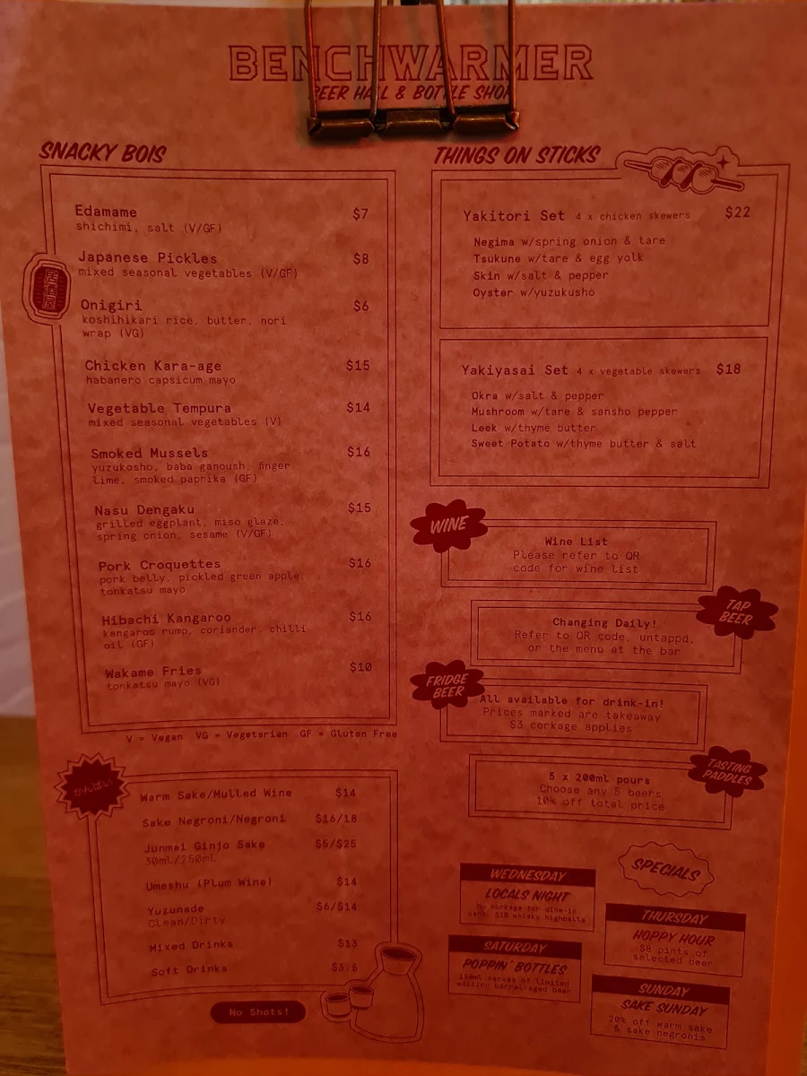 Menu, Benchwarmer