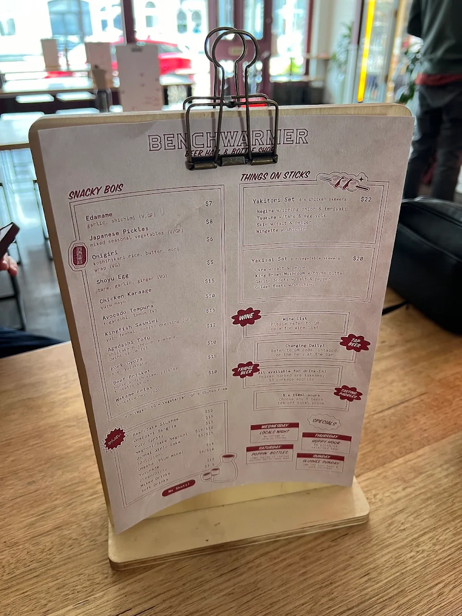 Menu, Benchwarmer