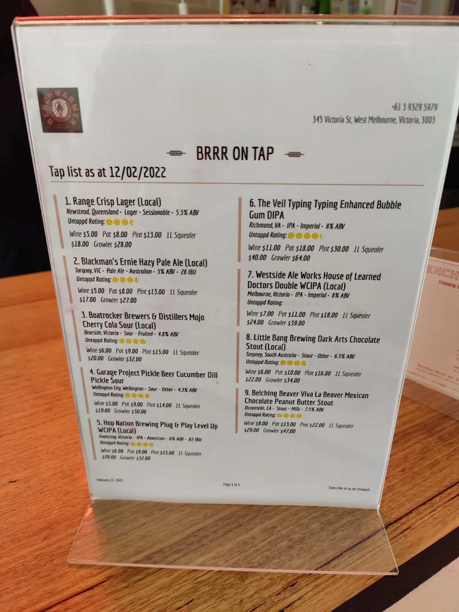 Menu, Benchwarmer
