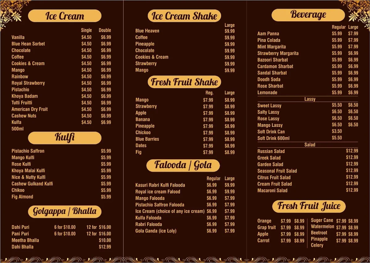 Menu, Savour cafe’ and juice bar