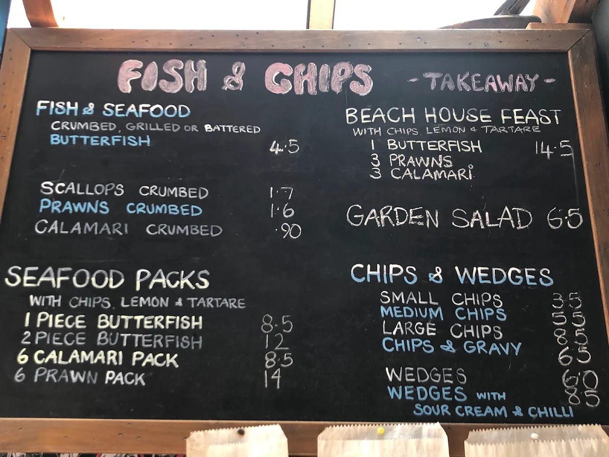 Menu, Beach House Cafe