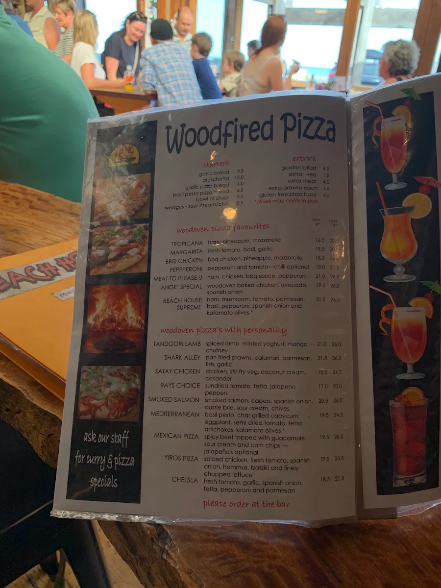 Menu, Beach House Cafe