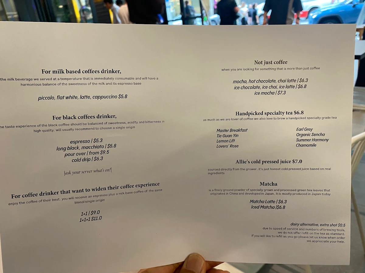 Menu, The Maillard Project