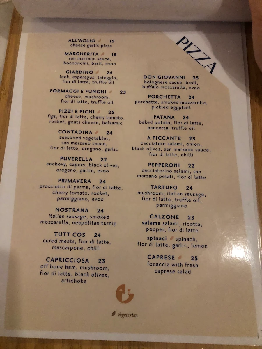 Menu, Don Giovanni Pizza Bar - Pizza Restaurant - Pizza Shop