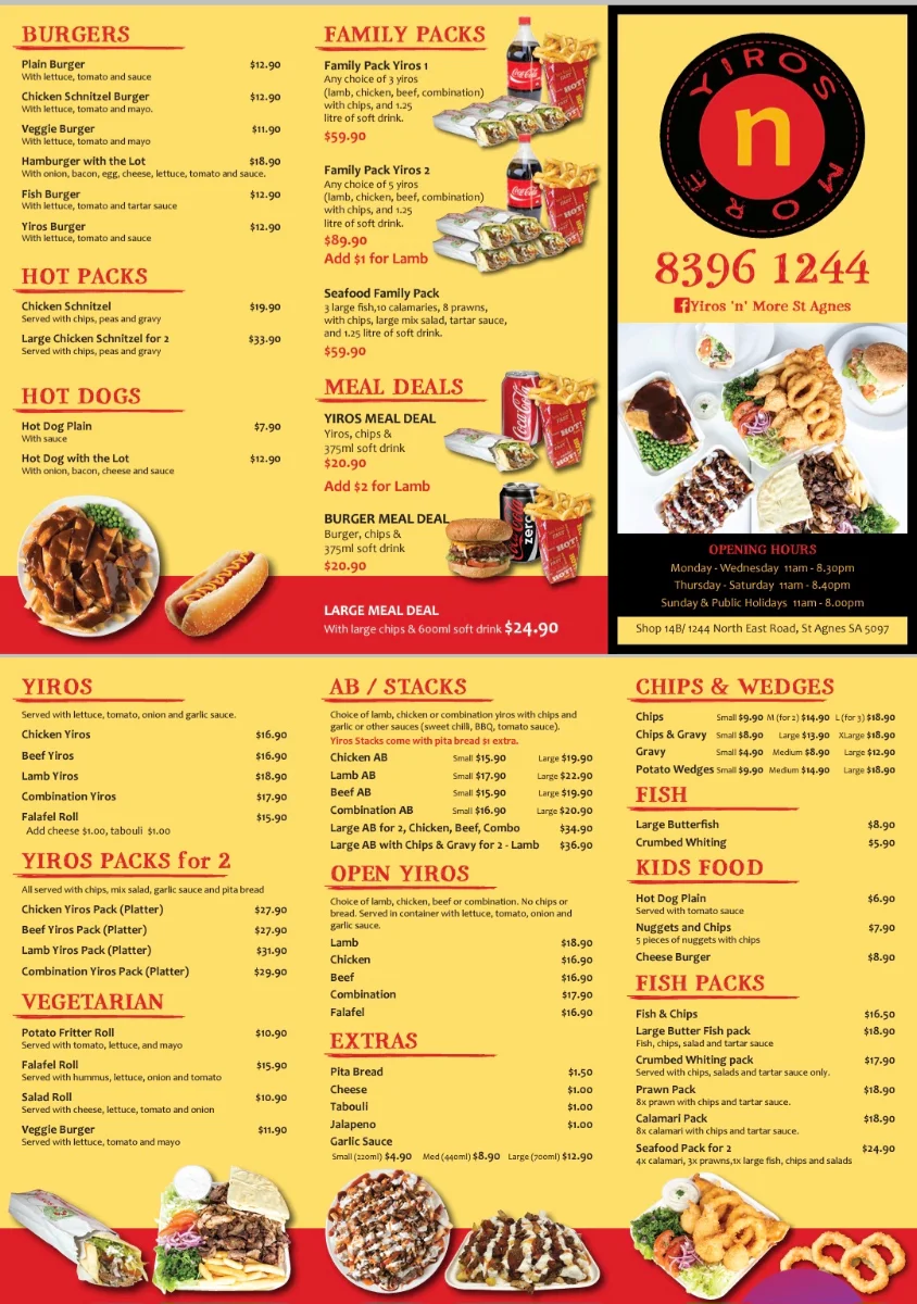 Menu, Yiros n More