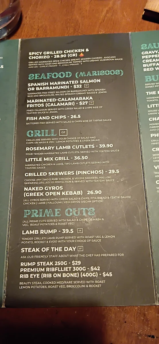 Menu, Little Lamb Restaurant Redcliffe