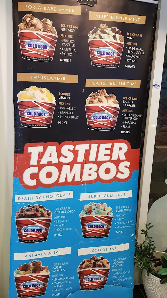 Menu, Cold Rock Ice Creamery Airlie Beach