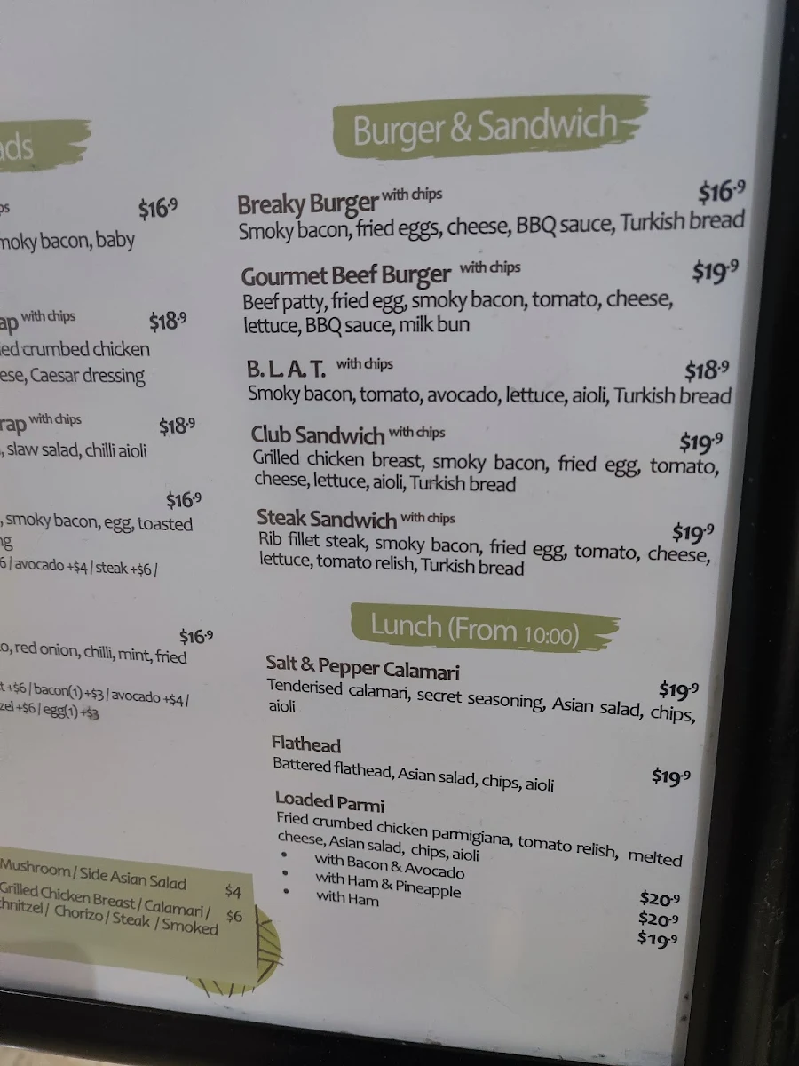 Menu, Carpe Diem Capalaba