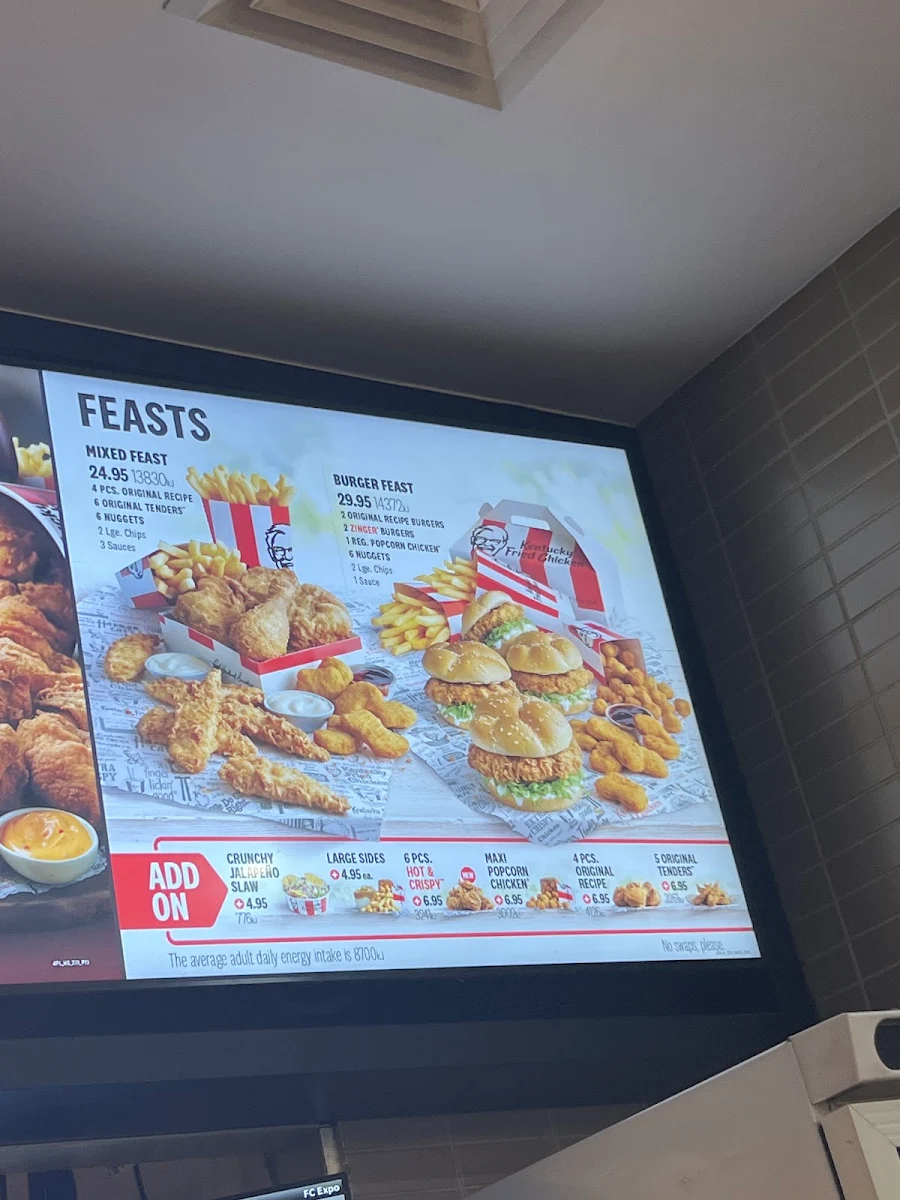 Menu, KFC St Leonards