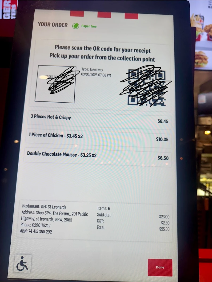 Menu, KFC St Leonards