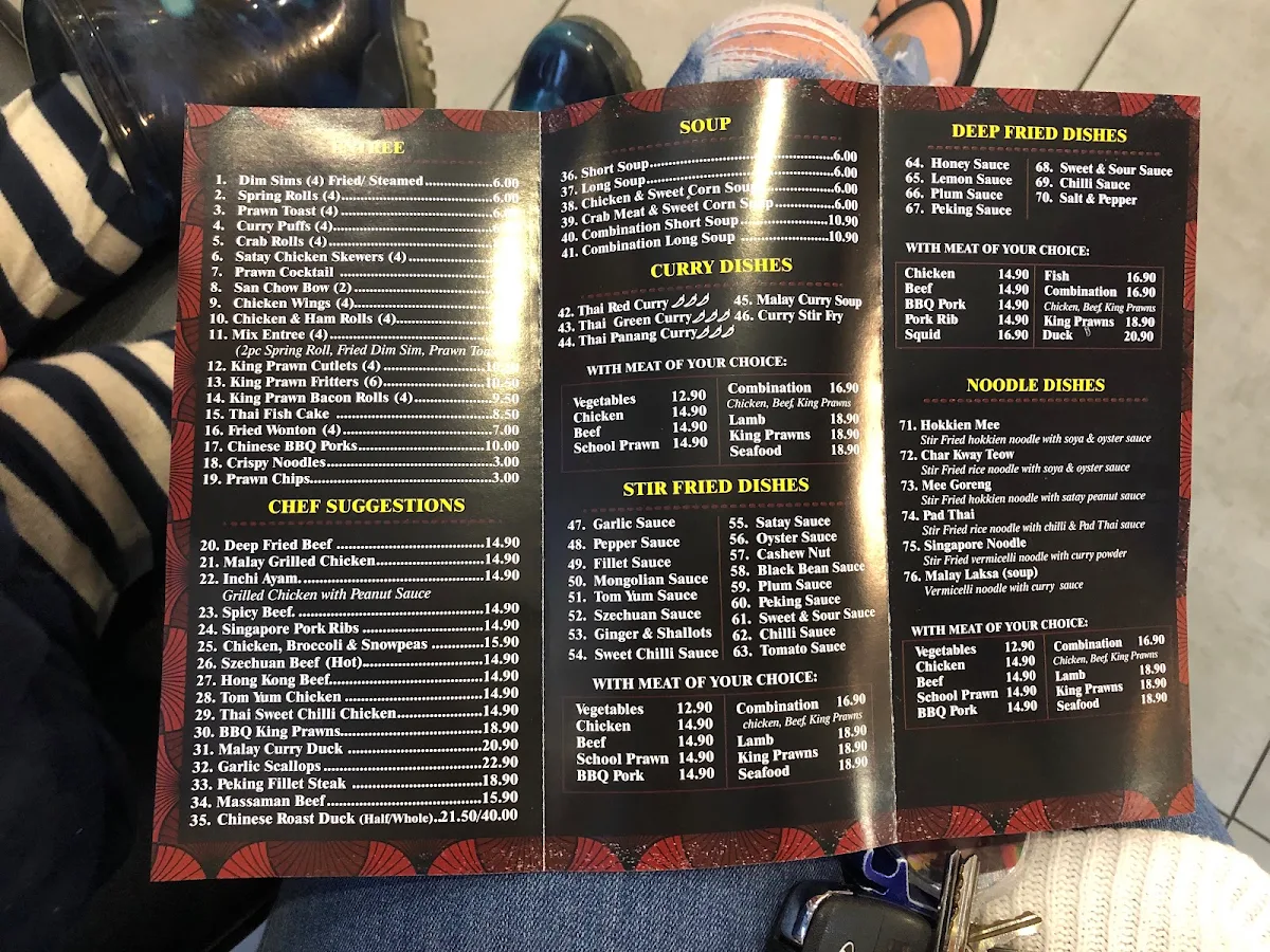 Menu, 3 In 1 Asian Restaurant