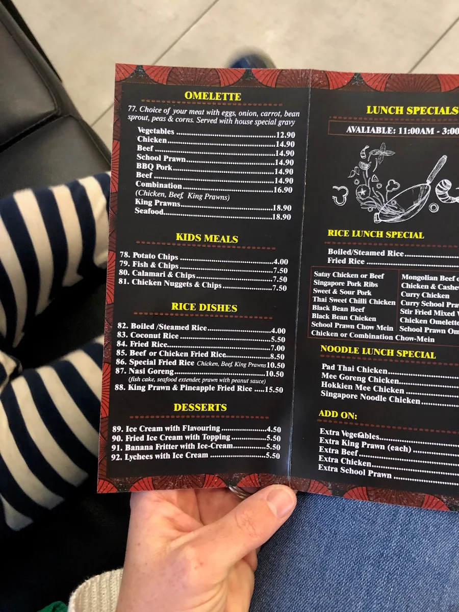 Menu, 3 In 1 Asian Restaurant