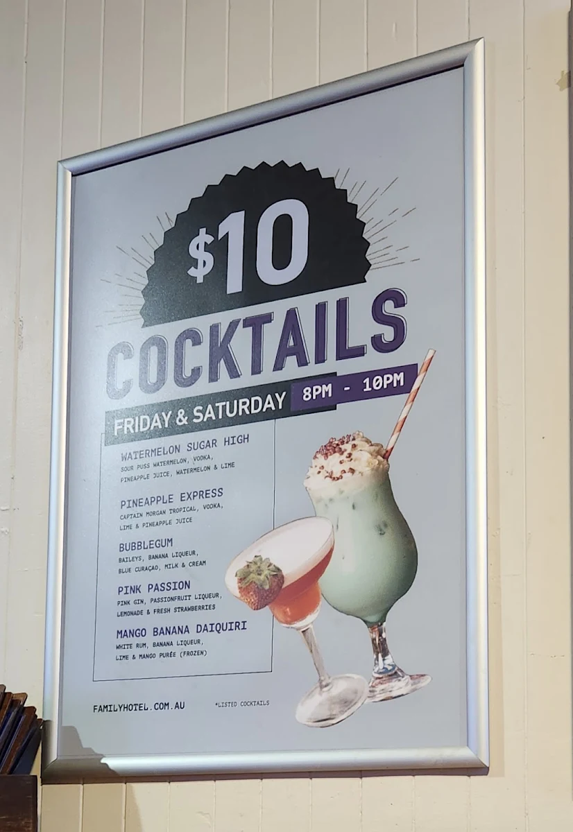 Menu, Family Hotel