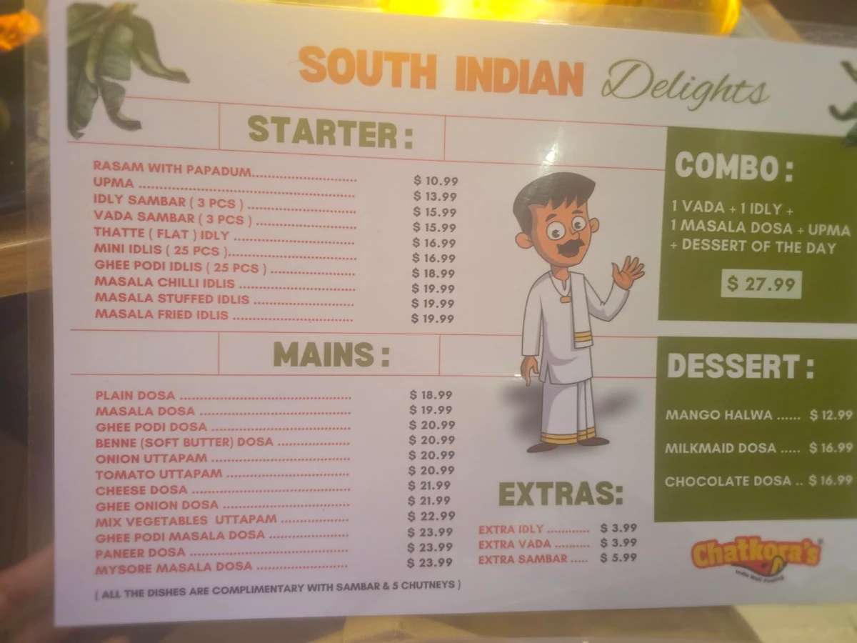 Menu, Chatkora's