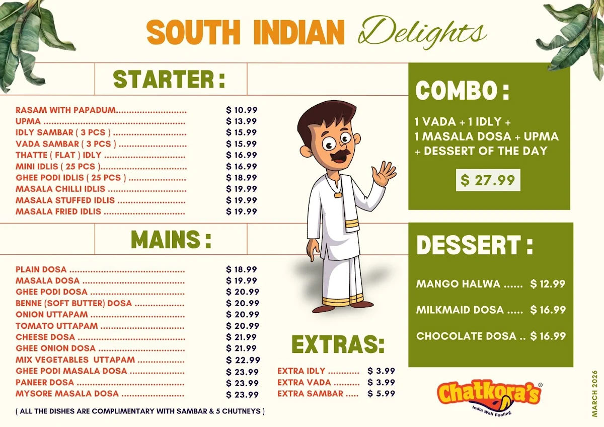 Menu, Chatkora's