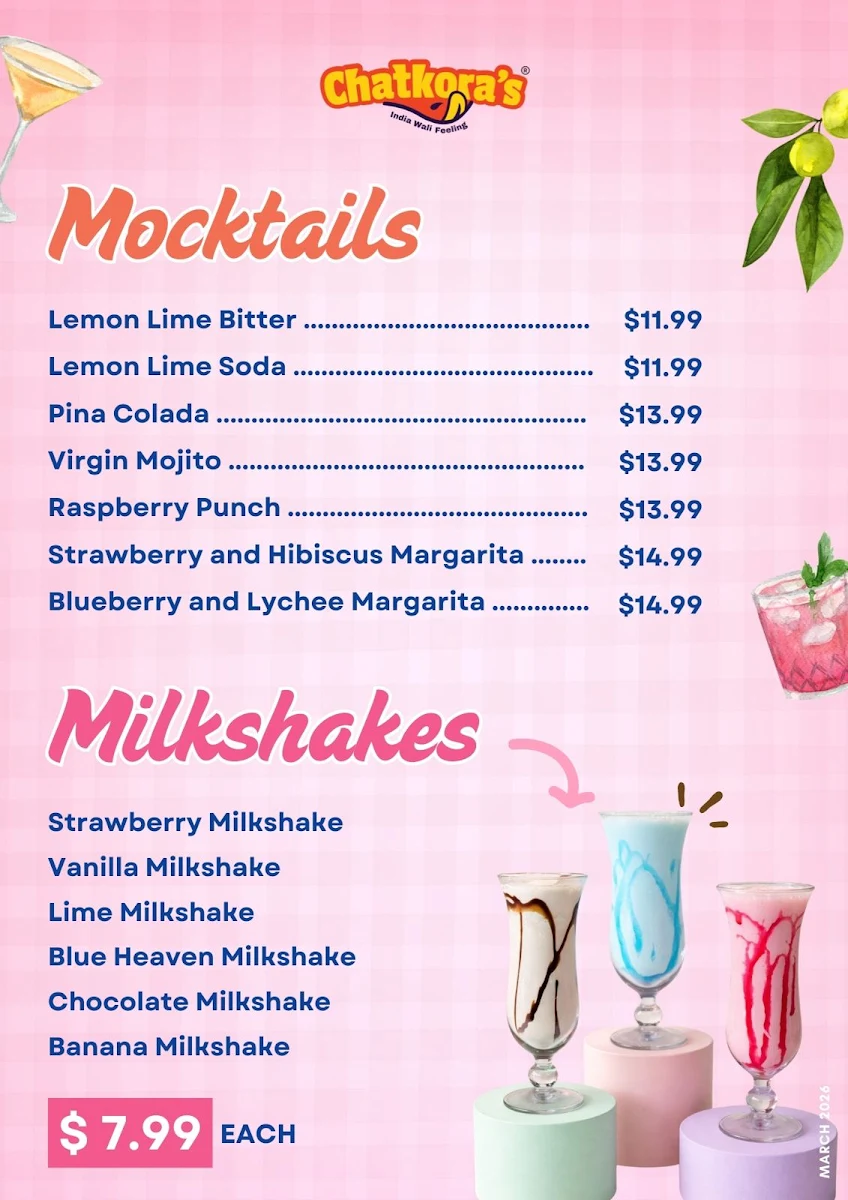 Menu, Chatkora's