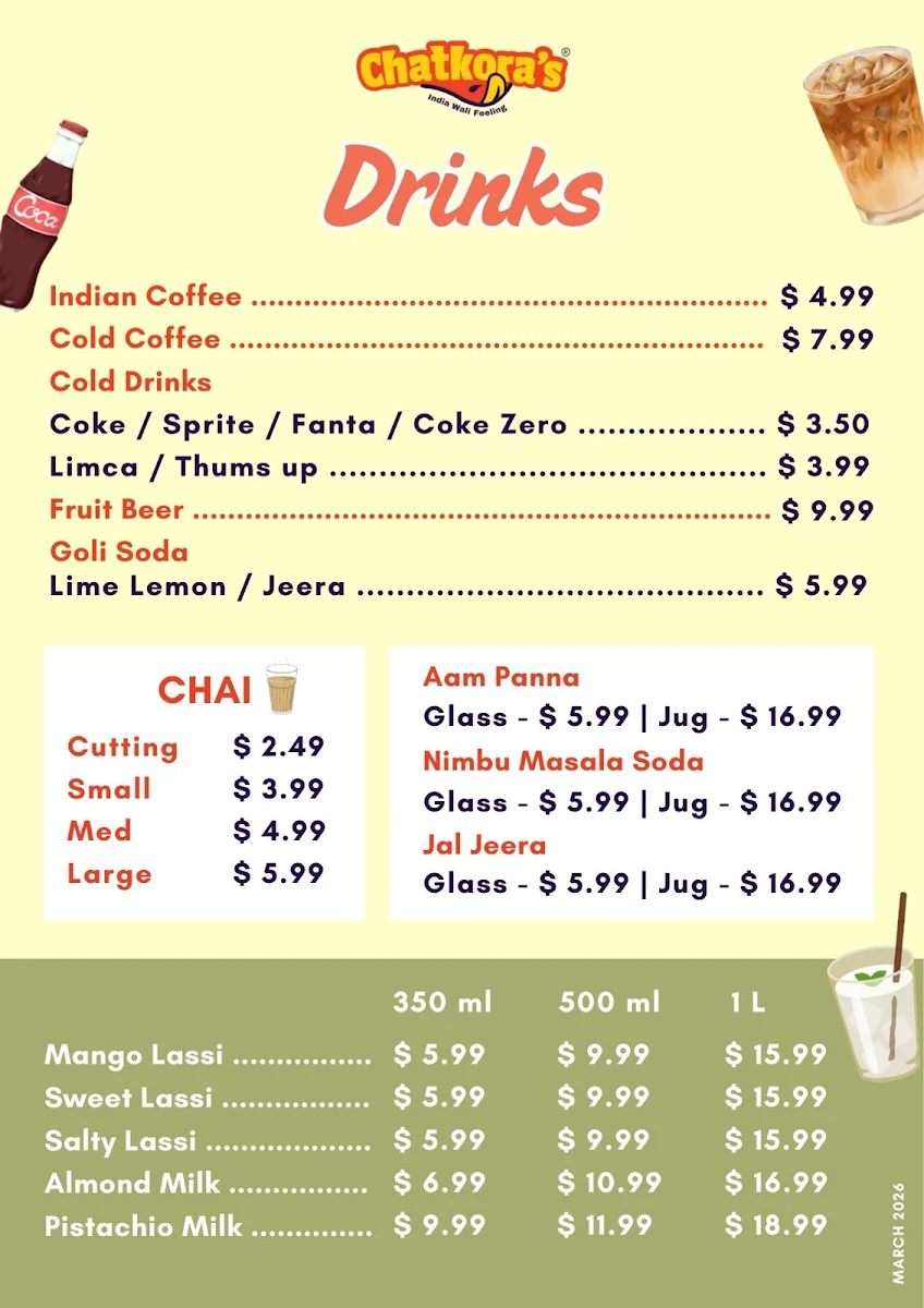 Menu, Chatkora's