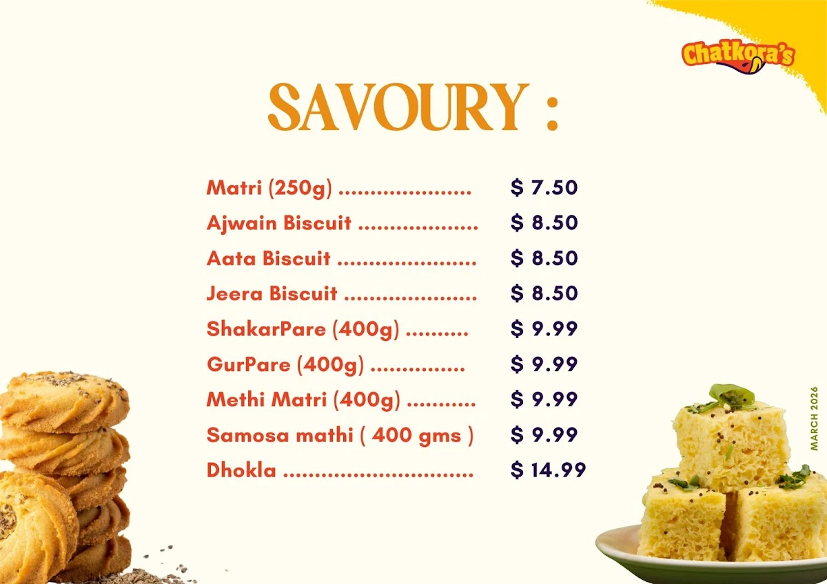 Menu, Chatkora's