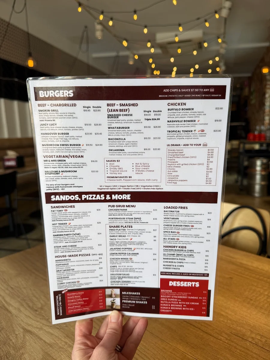 Menu, 4 Mates Bar & Grill - Mt Lawley