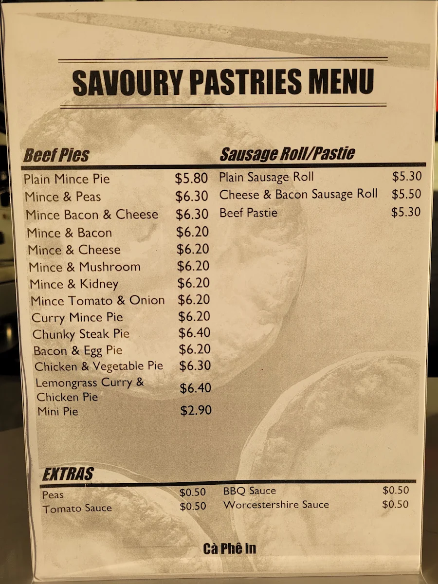 Menu, Ca Phe In