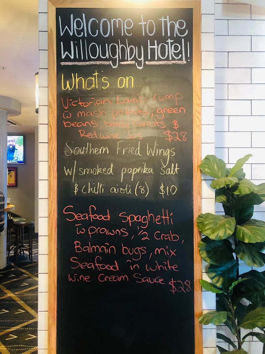 Menu, Willoughby Hotel