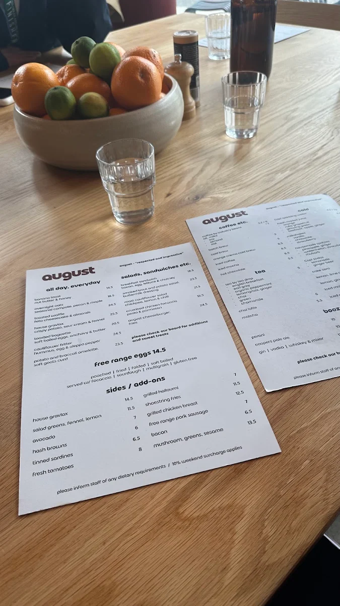 Menu, august cafe_Seddon
