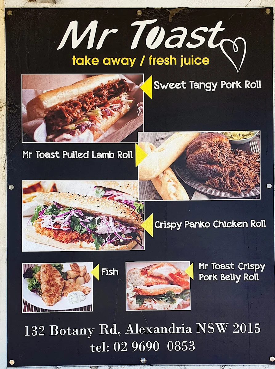 Menu, Mr Toast Cafe