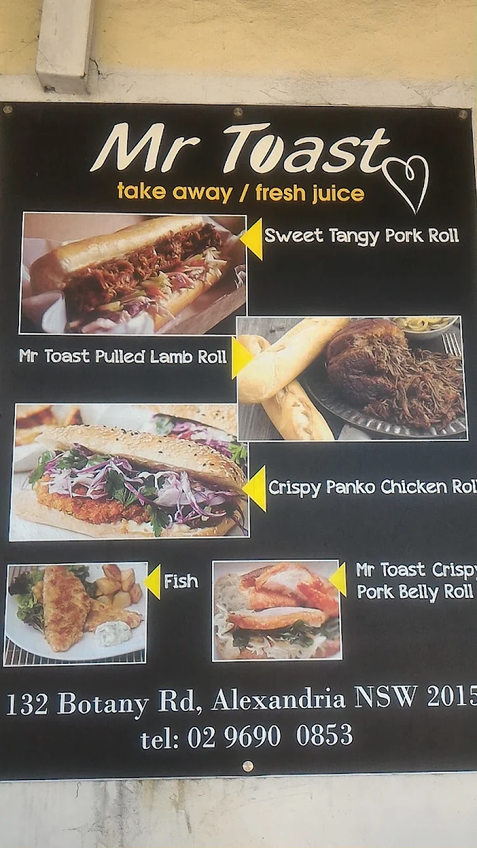 Menu, Mr Toast Cafe