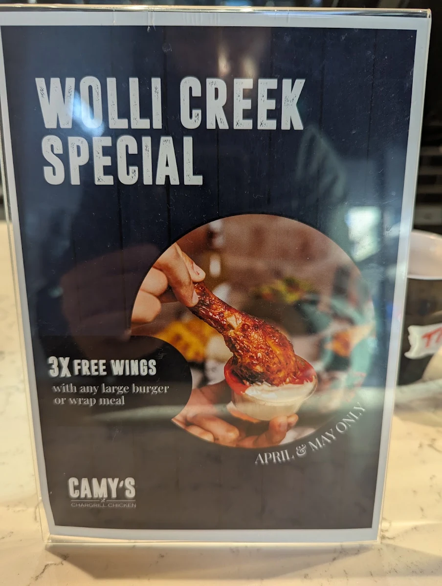Menu, Camy’s Chargrill Chicken Wolli Creek