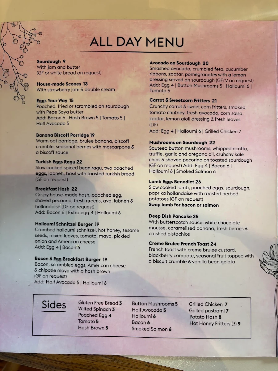 Menu, Percy Plunkett