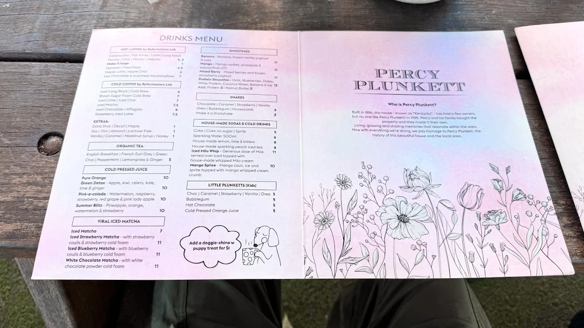 Menu, Percy Plunkett