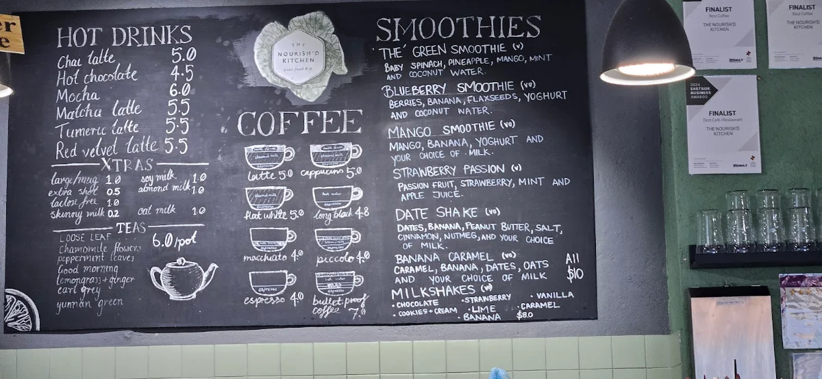 Menu, The Nourish’d Kitchen Cafe