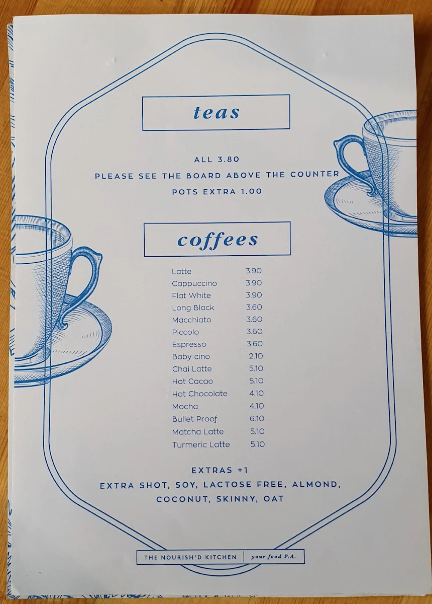 Menu, The Nourish’d Kitchen Cafe