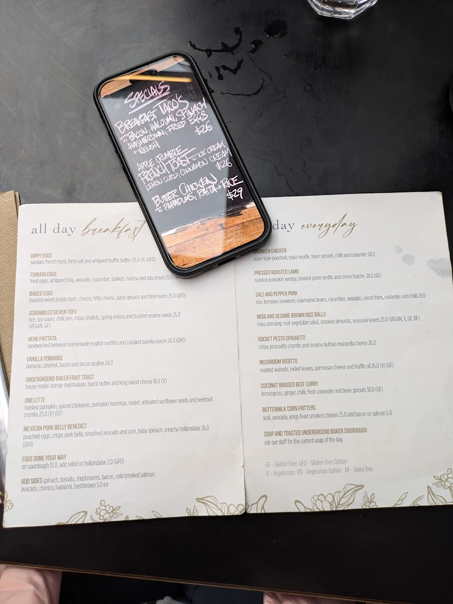 Menu, Thirty Three Cups