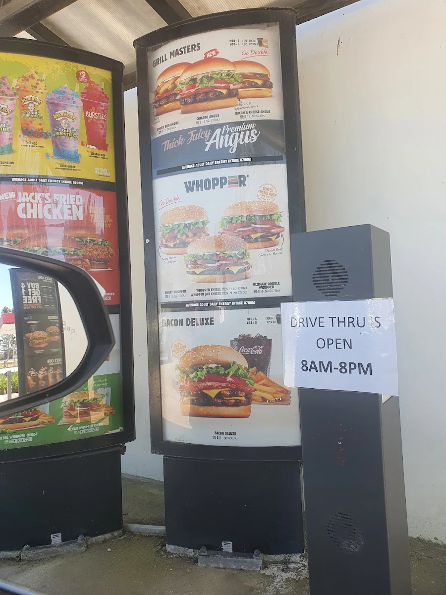 Menu, Hungry Jack's Burgers Longwarry West