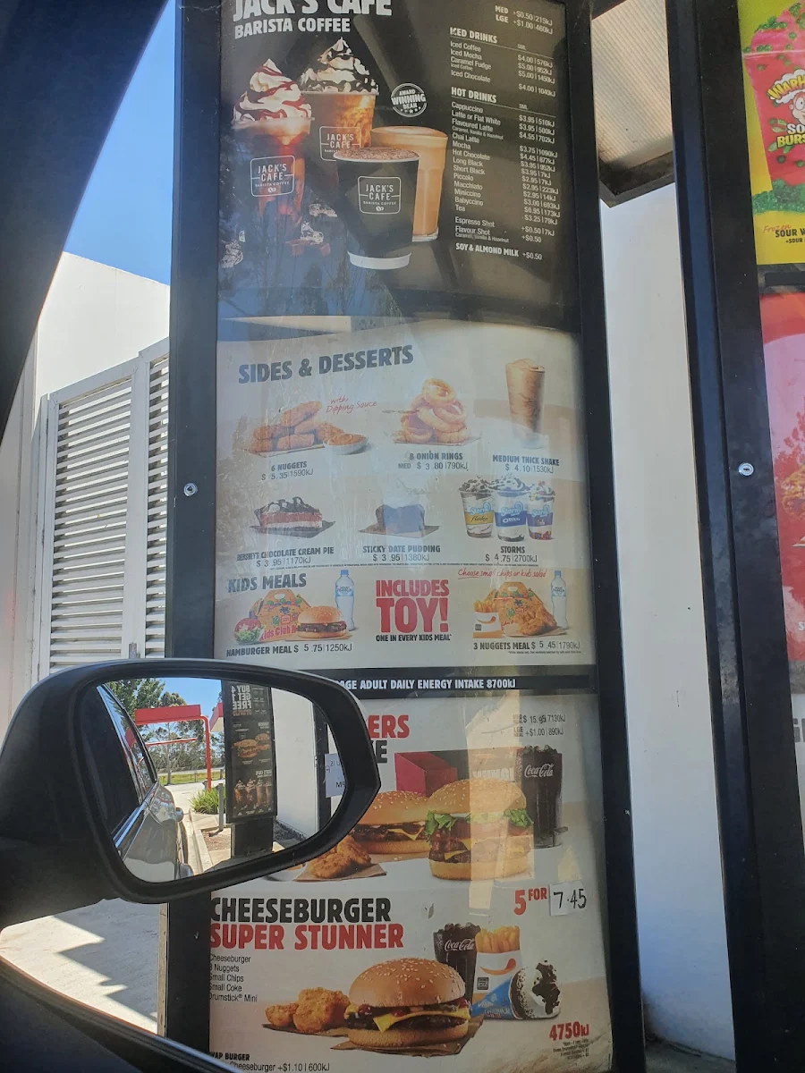 Menu, Hungry Jack's Burgers Longwarry West