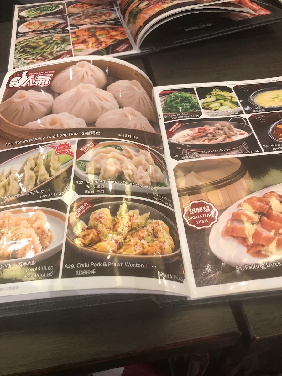 Menu, Dumplings Plus Northland