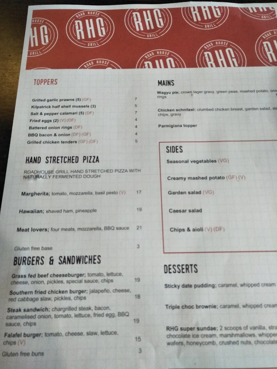 Menu, Browns Plains Hotel