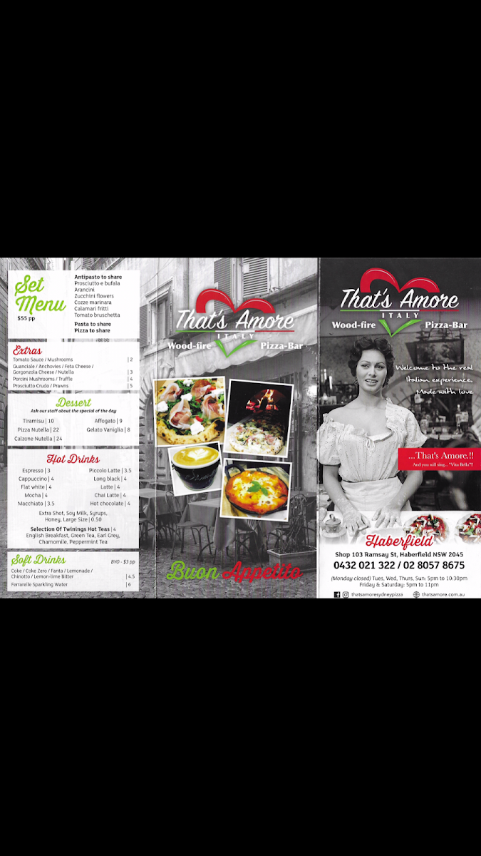 Menu, That's Amore Haberfield