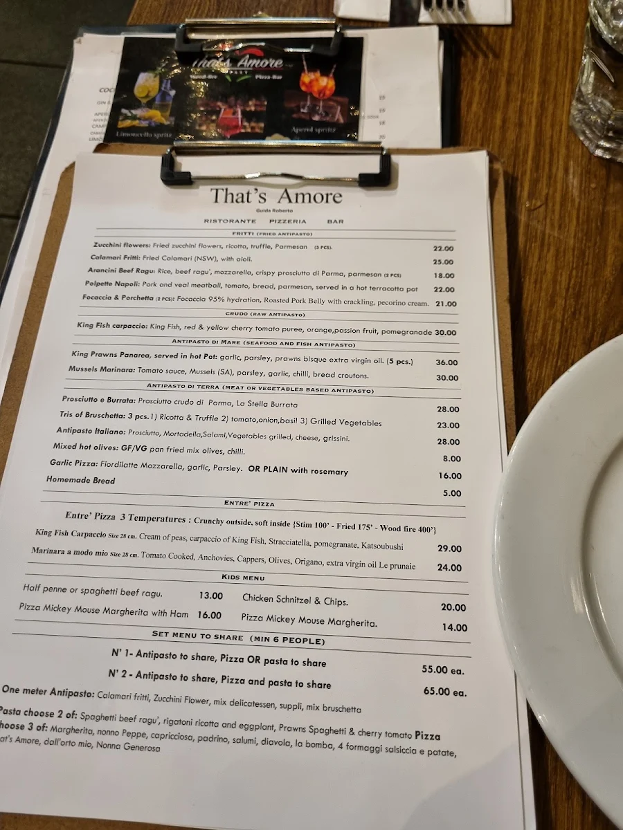 Menu, That's Amore Haberfield